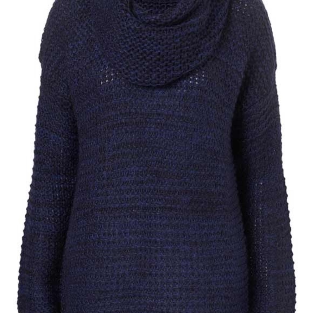 Topshop  knitted cowl neck dark blue sweater jumper size uk 12